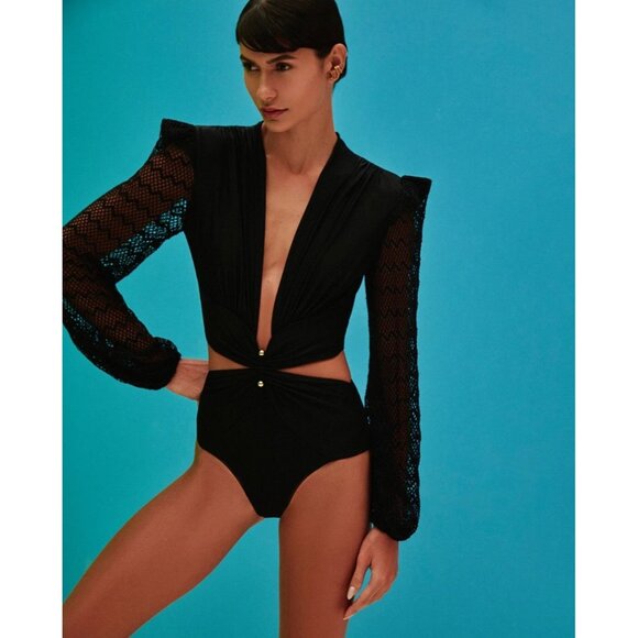 PatBO Net-Sleeve One-Piece Swimsuit - Picture 9 of 16